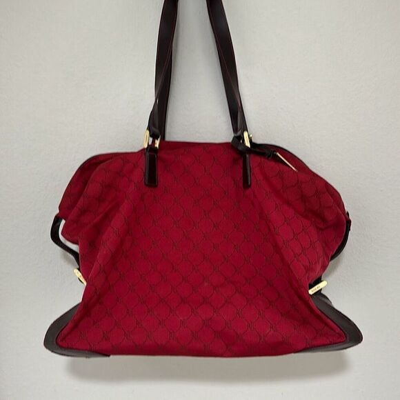 Vintage 2000's Womens Red Signature Leather Trim Duffle Carry On Bag OS - Picture 1 of 13